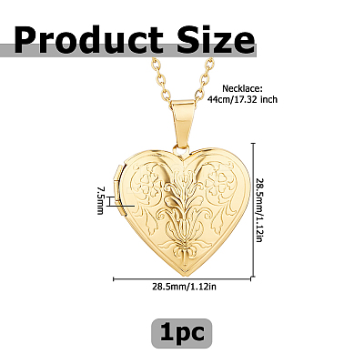 304 Stainless Steel Heart Locket Pendant Necklaces for Photo NJEW-WH0020-97A-1