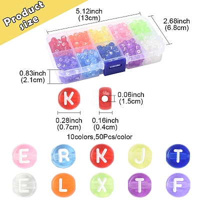 500Pcs 10 Colors Transparent Acrylic Beads TACR-FS0001-57-1