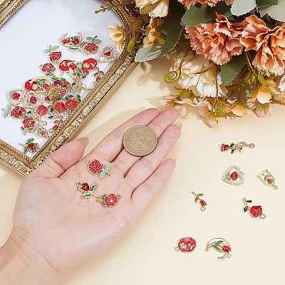 40Pcs 10 Styles Alloy Enamel Pendants ENAM-ME0001-59-1