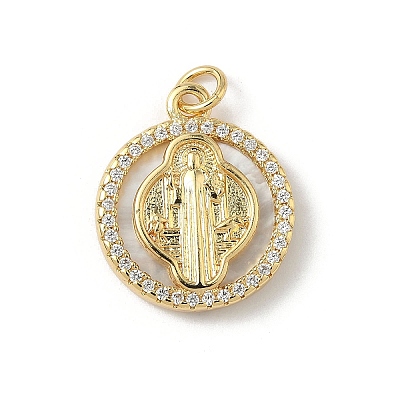 Brass Micro Pave Cubic Zirconia with Shell Pendants KK-Z115-04G-1