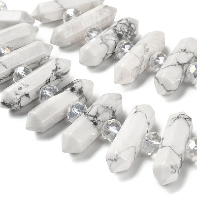 Natural Howlite Double Terminated Point Beads Strands G-H069-B12-01-1