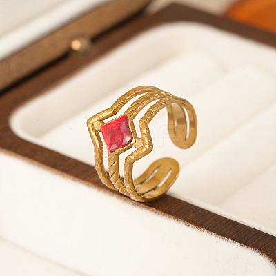 304 Stainless Steel Enamel Cuff Open Rings WG5FBDE-01-1