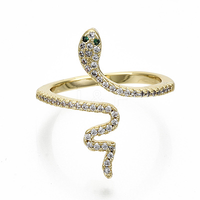 Brass Micro Pave Clear Cubic Zirconia Cuff Rings RJEW-S045-046G-NR-1