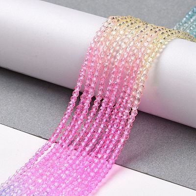 Transparent Gradient Color Glass Beads Strands LS-GLAA-G101-2mm-10-1