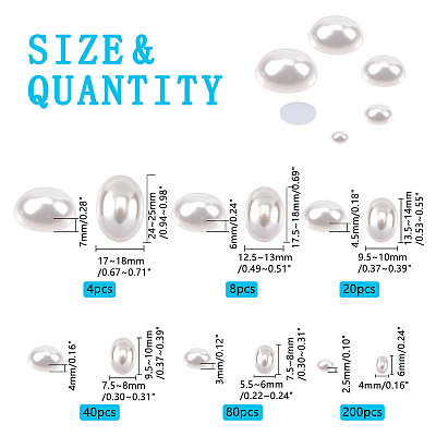 Eco-Friendly Plastic Imitation Pearl Cabochons MACR-PH0001-13-1