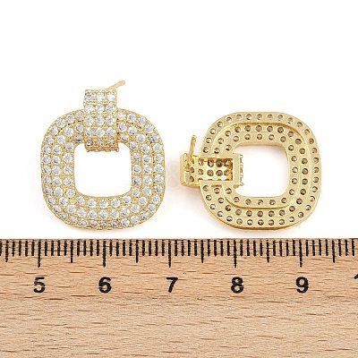 Brass Micro Pave Clear Cubic Zirconia Stud Earrings EJEW-K312-09G-1