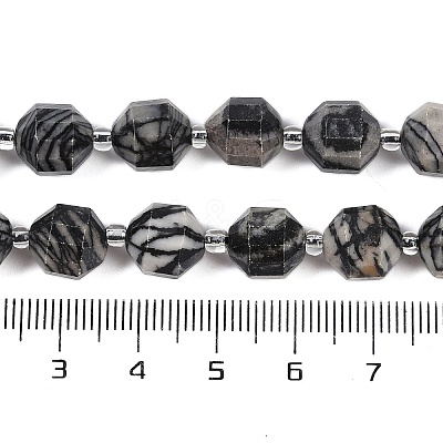 Natural Black Netstone Beads Strands G-O201B-143G-1