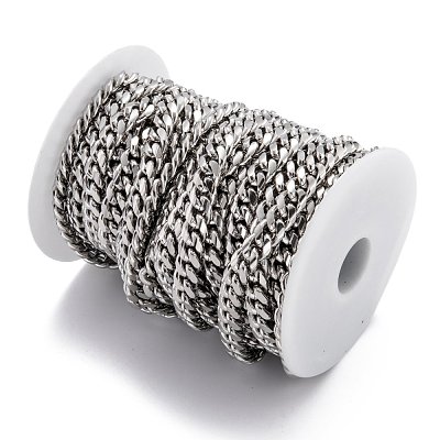 Tarnish Resistant 304 Stainless Steel Cuban Link Chain STAS-B019-02C-P-1