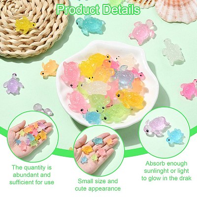 80Pcs 16 Styles Luminous Resin Sea Turtle Figurine Decoration FIND-CJ0003-49-1