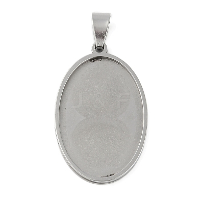 Non-Tarnish 201 Stainless Steel Pendant Cabochon Settings X-STAS-L279-012P-01-1