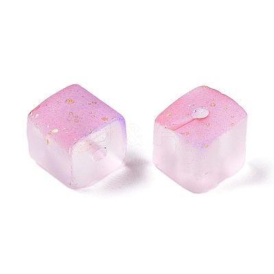 Frosted Glass Beads with Golden Glitter Powder LS-DGLA-NH001-8mm-01J-1