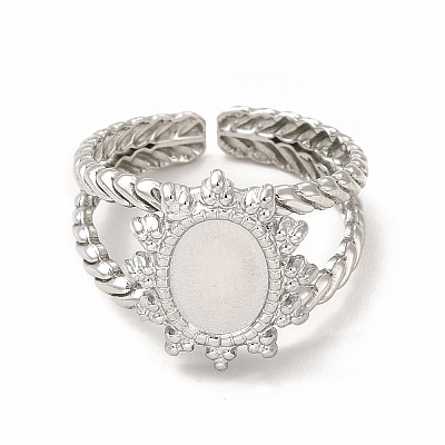 Tarnish Resistant 304 Stainless Steel Sun Open Cuff Ring Settings RJEW-B027-23P-1
