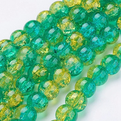 Spray Painted Crackle Glass Beads Strands CCG-Q002-10mm-07-1