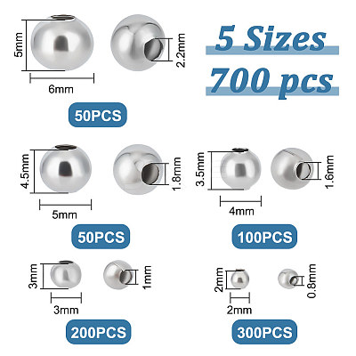 5 Style 304 Stainless Steel Beads STAS-UN0054-68-1