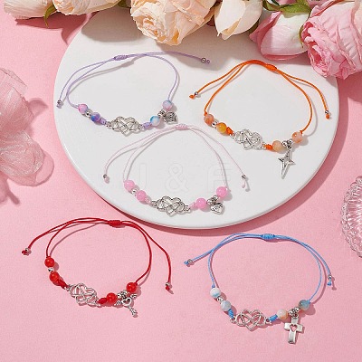 Natural Dyed White Jade Braided Bead Bracelets BJEW-JB09823-01-1