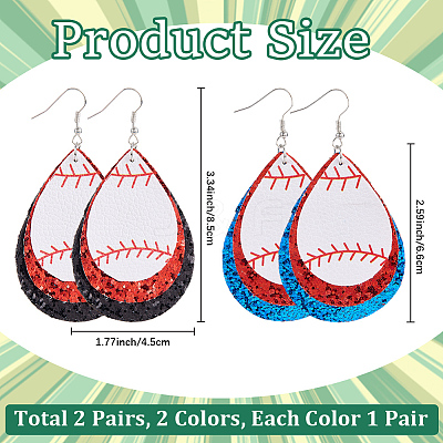 2 Pairs 2 Colors Synthetic Leather Dangle Earrings EJEW-CL0001-01A-1