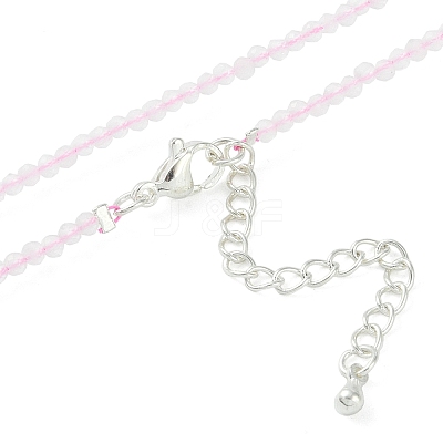 Natural Rose Quartz Beaded Necklaces NJEW-K114-A-A01-1
