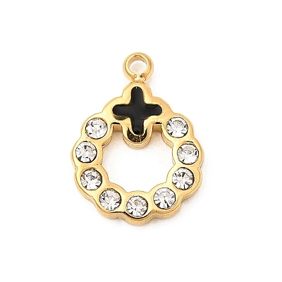 304 Stainless Steel Rhinestone Pendants STAS-P431-38B-G-1