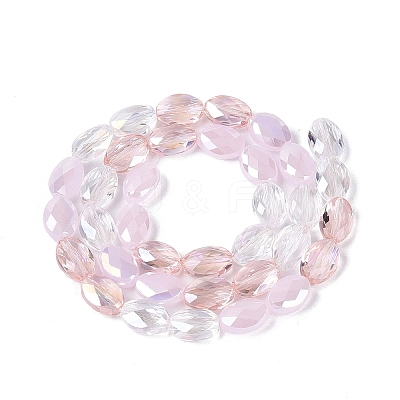 Electroplate Imitation Jade & Opaque & Transparent Glass Beads Strands EGLA-Q135-8x11MM-01B-1