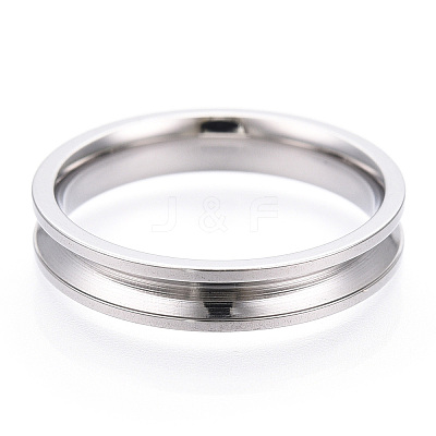 201 Stainless Steel Grooved Finger Ring Settings STAS-WH0039-11D-P-1