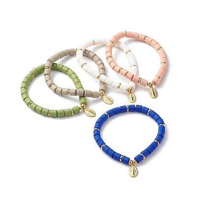 Handmade Polymer Clay Beads Stretch Bracelets BJEW-JB06551-1