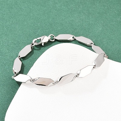 304 Stainless Steel Rhombus Link Chain Bracelets for Men Women BJEW-G766-04P-1