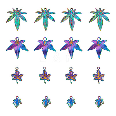 24Pcs 4 Style Rainbow Color Alloy Pendants FIND-YS0001-04-NR-1