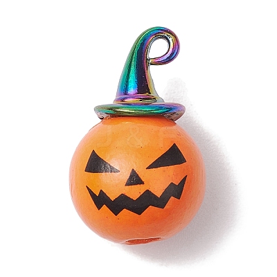 Halloween theme Wood with Alloy Pendant PALLOY-JF02657-01-1