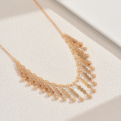 Iron Elegant Long Round Beaded Tassel Bib Necklaces for Women Party and Special Occasions WL5134-1
