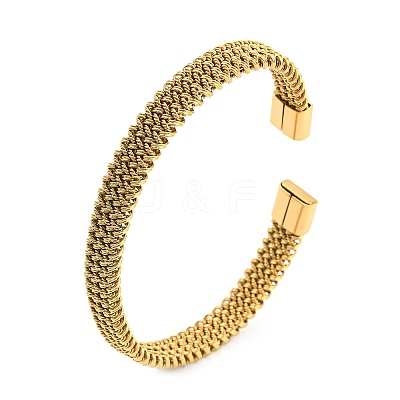 304 Stainless Steel Wire Mesh Cuff Bangles for Women LS-BJEW-D022-01A-G-1