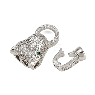 Brass Micro Pave Cubic Zirconia Fold Over Clasps ZIRC-L062-K01-P-1-1