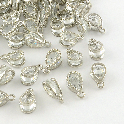 Teardrop Alloy Charms ZIRC-R007-038A-02-1