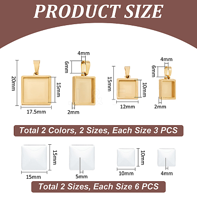 DIY Blank Square Pendant Making Kit DIY-UN0005-46-1