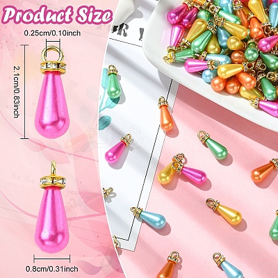 30Pcs ABS Plastic Imitation Pearl Pendants KY-YW0002-16A-1