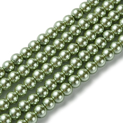 Eco-Friendly Dyed Glass Pearl Beads Strands HY-A008-6mm-RB055-1