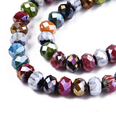 Faceted Handmade Millefiori Glass Beads Strands LK-T001-09-1