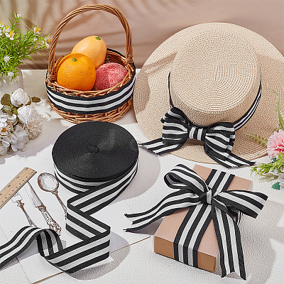 Polyester Stripe Ribbons SRIB-WH0011-326F-1
