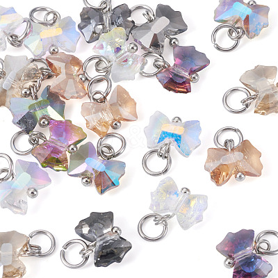 28Pcs 7 Colors Electroplate Glass Charms PALLOY-TAC0233-1
