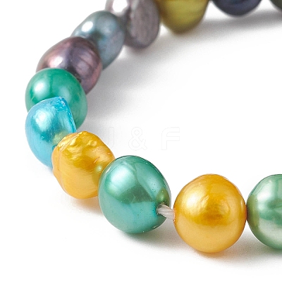 Dyed Natural Pearl Beaded Stretch Bracelet for Kids BJEW-JB09189-01-1