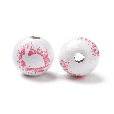 Easter Theme Printed Wood European Beads X-WOOD-C002-10C-1