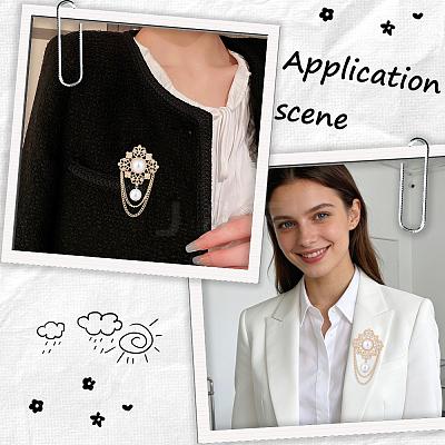 1Pc Flower ABS Plastic Imitation Pearl Brooches JEWB-CP0001-57A-1