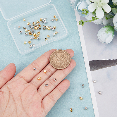 60Pcs 2 Colors Brass Crimp Beads FIND-AR0001-55-1