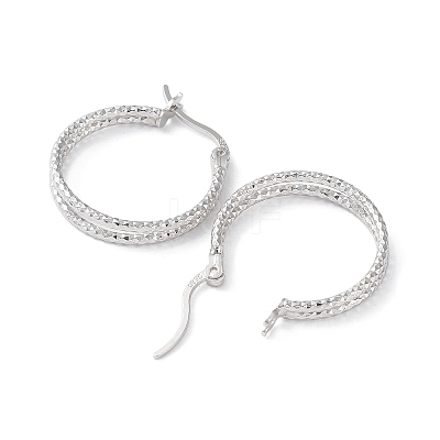 Rhodium Plated 925 Sterling Silver Hoop Earrings X-EJEW-K258-14P-1