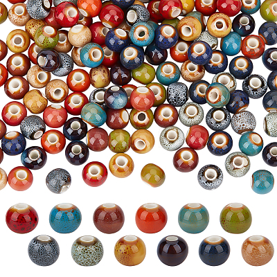 180Pcs 12 Colors Handmade Porcelain Beads PORC-PH0001-43-1