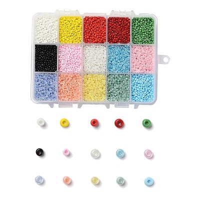375G 15 Colors Glass Seed Beads SEED-JP0004-02-2mm-1