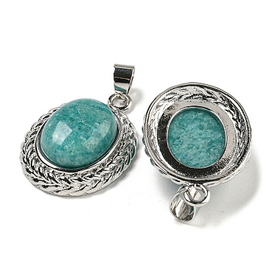 Natural Mixed Stone Oval Pendants G-B079-02P-1