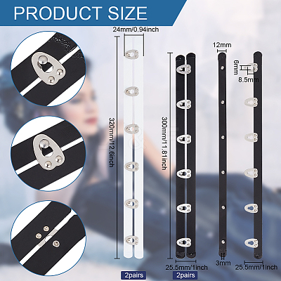 4 Pairs 2 Styles Iron & 201 Stainless Steel Corset Busk FIND-BC0004-84-1
