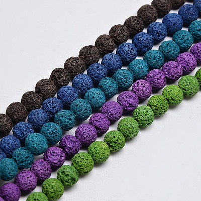 Natural Lava Rock Round Bead Strands G-I124-8mm-M-1