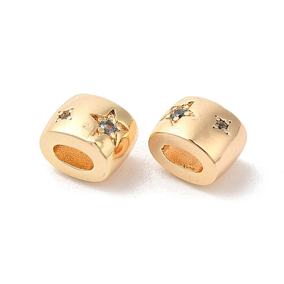 Brass Micro Pave Cubic Zirconia Beads KK-Q773-02G-03-1