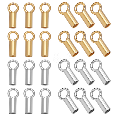 30Pcs 2 Colors Rhodium Plated 925 Sterling Silver Cord Ends STER-ME0001-41A-1